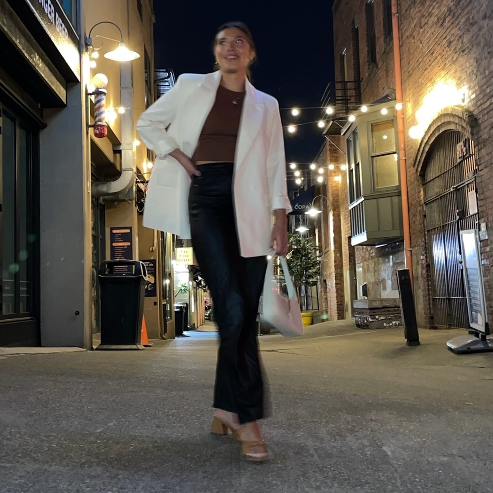 Oversized white blazer